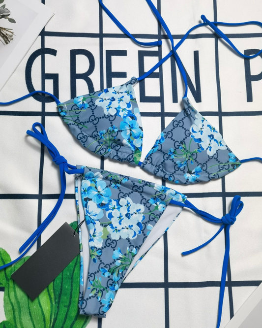 Blue GG Floral Bikini