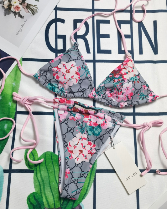 Pink GG Floral Bikini